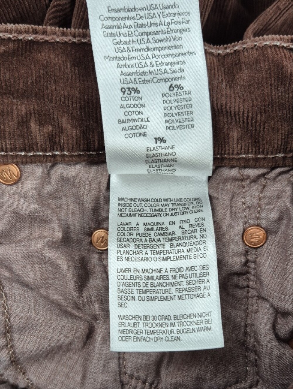MOTHER The Insider Crop Step Fray Corduroy Pants 28 Umber Brown Stretch 1157-618 - Picture 3 of 12
